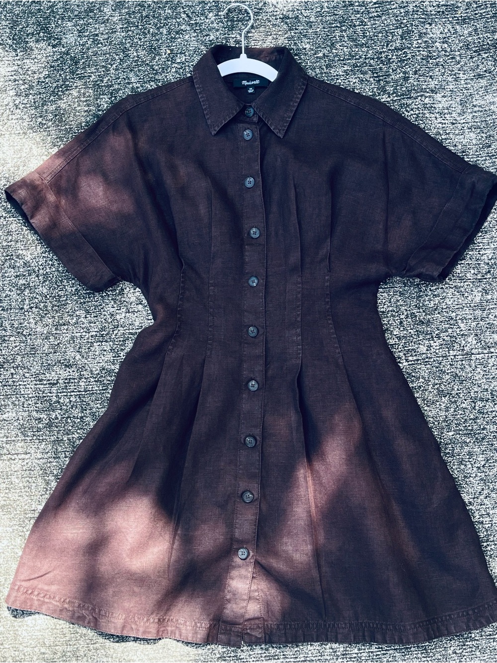 Madewell Brown Short-Sleeve Button-Front Mini Dress